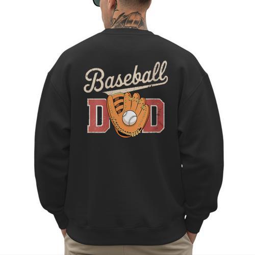 Baseball Dad Fireball Sports Father Fathers Day Daddy Men's Sweatshirt Back Print - Sportilla