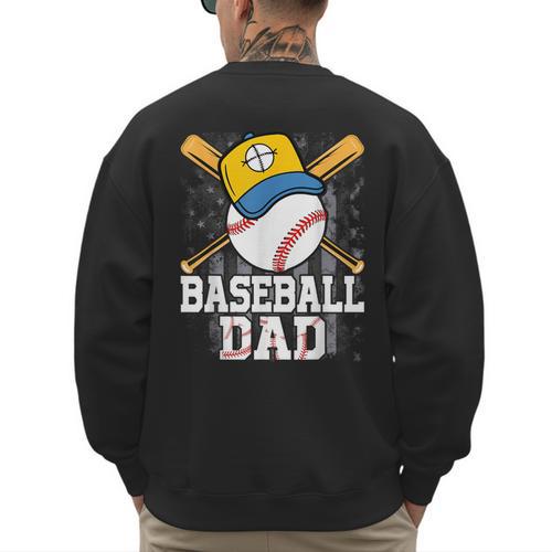 Baseball Dad Happy Fathers Day For Men Boys Kids Men's Sweatshirt Back Print - Sportilla