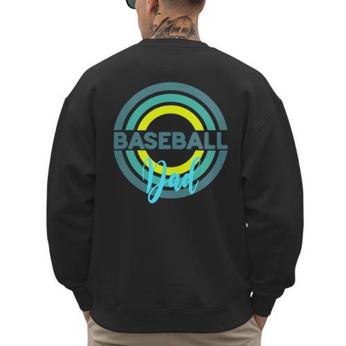 Baseball Dad With Modern Baseball Circles Men's Sweatshirt Back Print - Sportilla