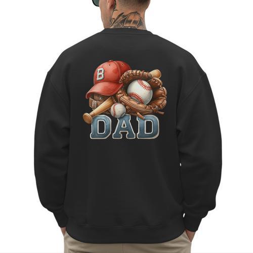 Baseball Dad Spectator Father's Day Game Day Youth Baseball Men's Sweatshirt Back Print - Sportilla