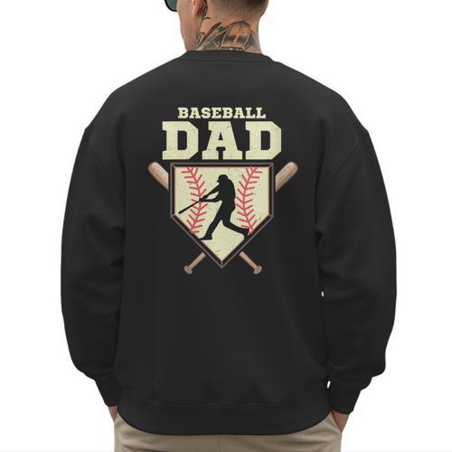 Baseball Dad Sport Fan Father Men's Sweatshirt Back Print - Sportilla