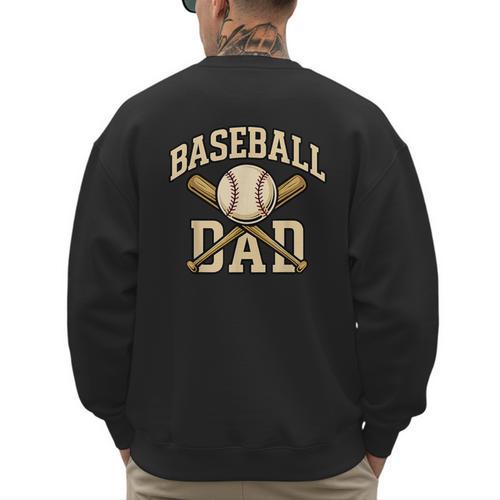 Baseball Dad Sports With Bats And Ball Graphic Men's Sweatshirt Back Print - Sportilla