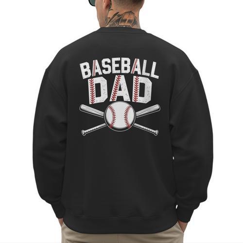 Baseball Dad Tees For Men Boys Kid Happy Fathers Day Men's Sweatshirt Back Print - Sportilla