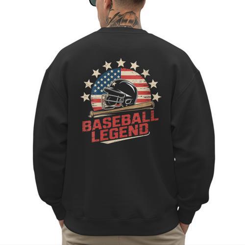 Baseball Dad USA Flag Men's Sweatshirt Back Print - Sportilla