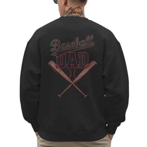 Baseball Dad Vintage Family Matching Father's Day Dad Life Men's Sweatshirt Back Print - Sportilla