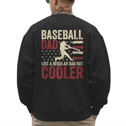 Baseball Dad Vintage Baseball Father’s Day Men's Sweatshirt Back Print - Sportilla