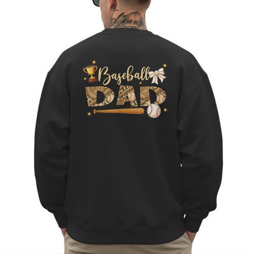 Baseball Dad Vintage Baseball Lover Men's Sweatshirt Back Print - Sportilla