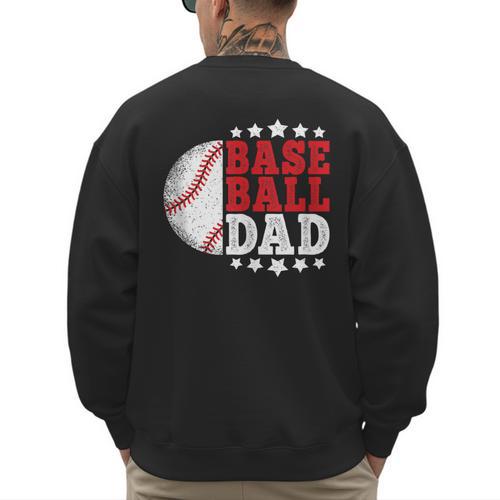 Baseball Dad Vintage Baseball Player Men Men's Sweatshirt Back Print - Sportilla