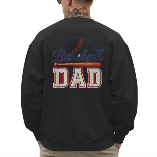 Baseball Dad Vintage Sports For Proud Fathers Men's Sweatshirt Back Print - Sportilla