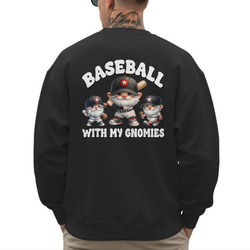 Baseball Gnome Grandpa With Sayings For Baseball Dad Coach Men's Sweatshirt Back Print - Sportilla