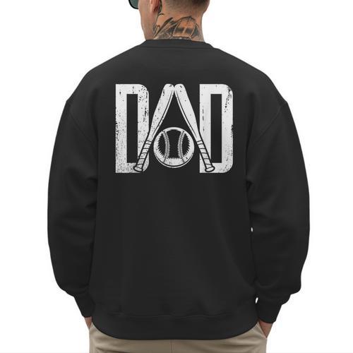 Best Baseball Dad Ever Vintage Clothing Baseball Father Day Men's Sweatshirt Back Print - Sportilla