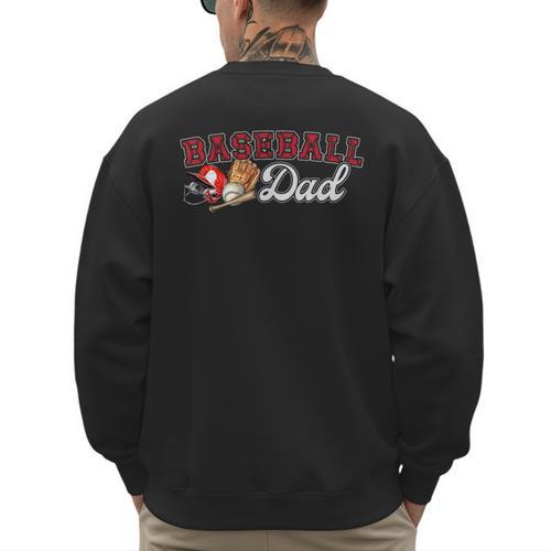 Cheer Baseball Dad My Favorite Cheerleader Calls Me Dad Red Men's Sweatshirt Back Print - Sportilla