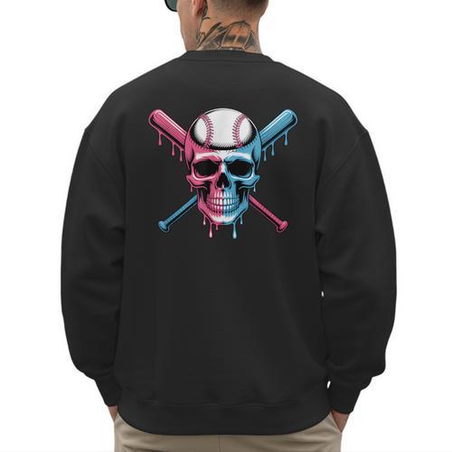 Cool Baseball Ice Cream Dripping Baseball Dad Baseball Lover Men's Sweatshirt Back Print - Sportilla