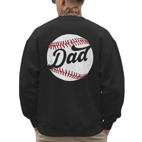 Dad Baseball Ball Vintage Groovy Baseball Daddy Fathers Day Men's Sweatshirt Back Print - Sportilla