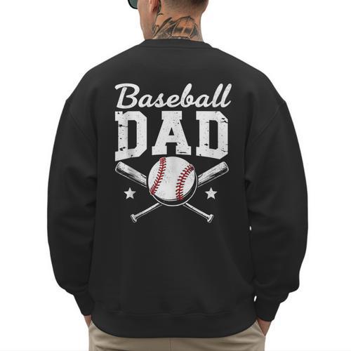 Fathers Cute Vintage Baseball Dad Sport Lovers Batter Player Men's Sweatshirt Back Print - Sportilla