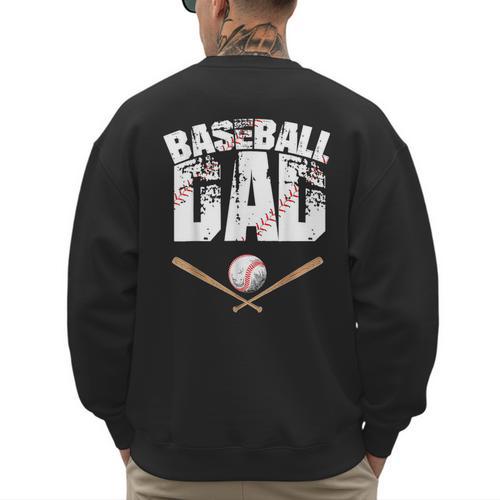 Fathers Day Baseball Dad Men's Sweatshirt Back Print - Sportilla