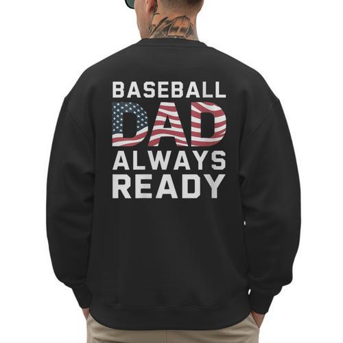 Homerun Baseball Dad Baseball Lovers Father Fathers Day Men's Sweatshirt Back Print - Sportilla