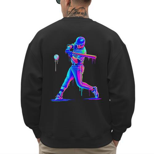 Ice Cream Drip Melting Baseball Bat Player Baseball Dad Men's Sweatshirt Back Print - Sportilla