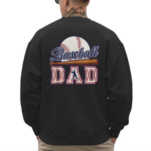 Retro Baseball Dad Father's Day Men's Sweatshirt Back Print - Sportilla