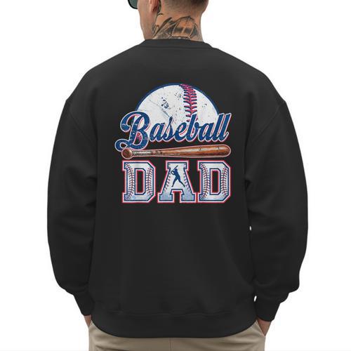 Retro Baseball Dad Game Day Sport Dad Father's Day Men's Sweatshirt Back Print - Sportilla