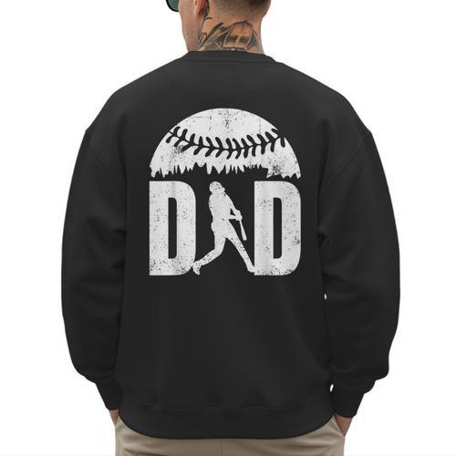 Vintage Baseball Dad Clothing Daddy Father's Day Men's Sweatshirt Back Print - Sportilla