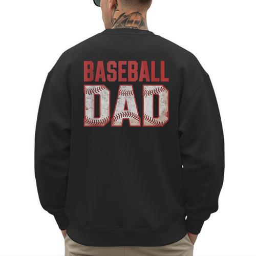 Vintage Baseball Dad Father Tee Player Fan Baseball Ball Men's Sweatshirt Back Print - Sportilla
