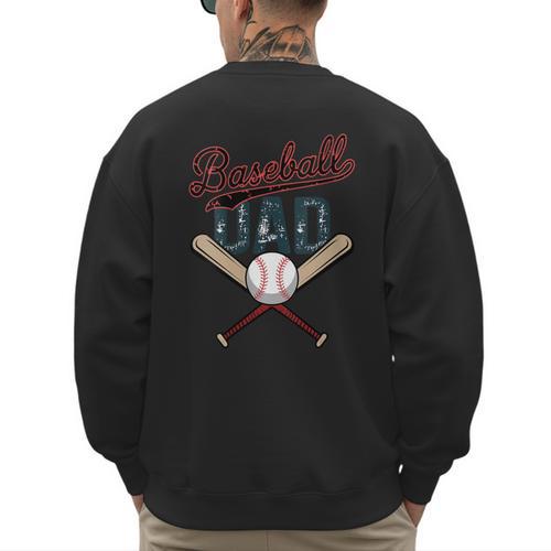 Vintage Baseball Dad Father's Day Birthday Matching Family Men's Sweatshirt Back Print - Sportilla