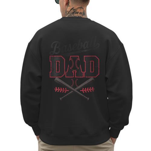 Vintage Baseball Dad Fathers Day Daddy Toddler Kids Boys Men's Sweatshirt Back Print - Sportilla