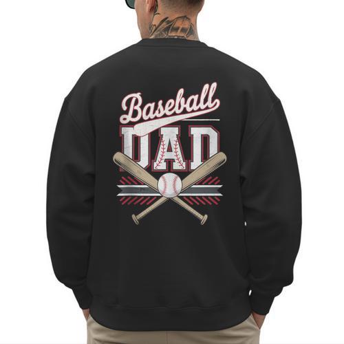 Vintage Baseball Dad Father's Day Husband Daddy Dad In Law Men's Sweatshirt Back Print - Sportilla