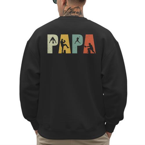 Vintage Baseball Dad Papa Fathers Day Men's Sweatshirt Back Print - Sportilla