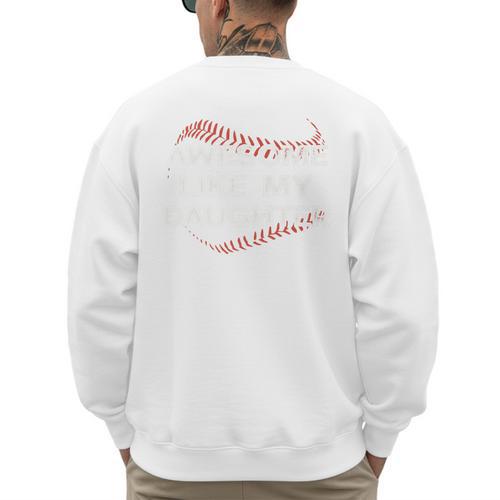 Awesome Like My Daughter Baseball Dad Premium Men's Sweatshirt Back Print - Sportilla