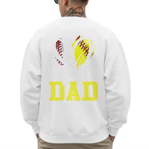 Ball Dad Softball Baseball Dad Fathers Day Premium Men's Sweatshirt Back Print - Sportilla