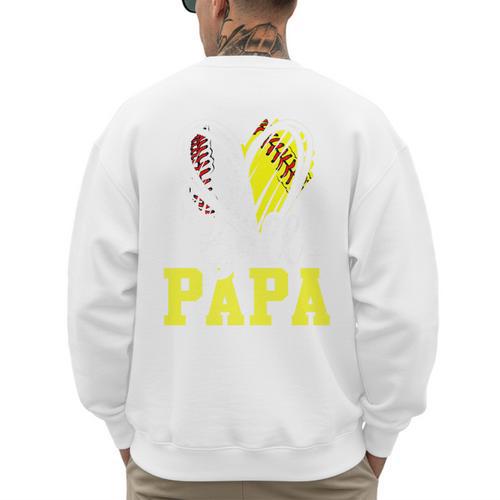 Ball Papa Softball Baseball Dad Daddy Premium Men's Sweatshirt Back Print - Sportilla