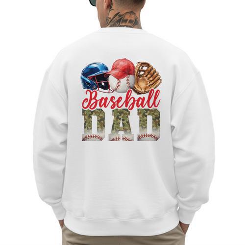 Baseball Dad Camo Father's Day Baseball Stuff Men Premium Men's Sweatshirt Back Print - Sportilla