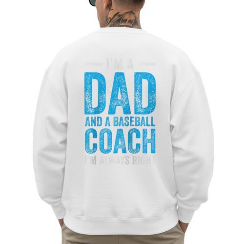 Baseball Dad Coach Father's Day Raglan Baseball Tee Men's Sweatshirt Back Print - Sportilla