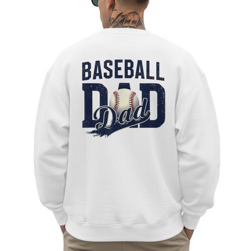Baseball Dad Daddy Papa Men's Sweatshirt Back Print - Sportilla