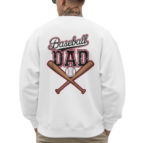 Baseball Dad Fathers Day Game Day Toddler Kids Sport Lovers Men's Sweatshirt Back Print - Sportilla