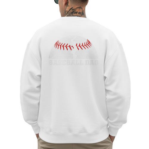 Baseball Dad Father's Day Men Sports Lover Premium Men's Sweatshirt Back Print - Sportilla