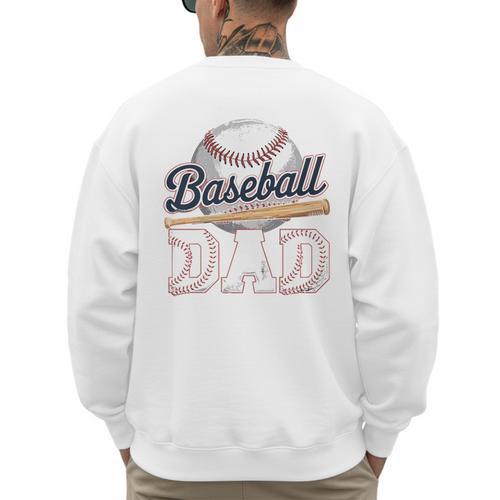 Baseball Dad Father's Day Sports Baseball Lover Premium Men's Sweatshirt Back Print - Sportilla