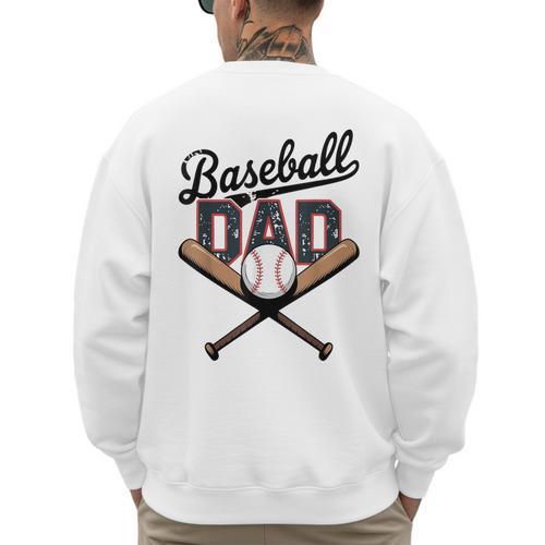 Baseball Dad Father's Day Vintage Baseball Players Men's Sweatshirt Back Print - Sportilla