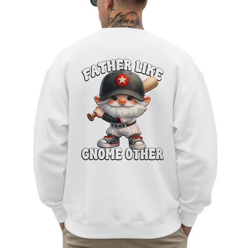 Baseball Dad Gnome For Baseball Grandpa Fathers Day Premium Tri-Blend Men's Sweatshirt Back Print - Sportilla