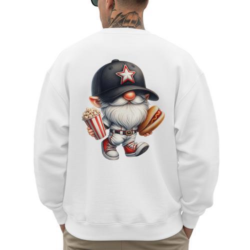 Baseball Dad Gnome Grandpa For Men Baseball Hot Dog Men's Sweatshirt Back Print - Sportilla