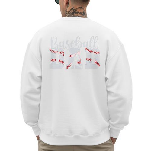 Baseball Dad Happy Fathers Day For Men Boys Baseball Lovers Premium Men's Sweatshirt Back Print - Sportilla