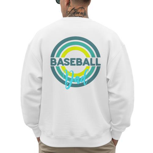 Baseball Dad With Modern Baseball Circles Premium Tri-Blend Men's Sweatshirt Back Print - Sportilla