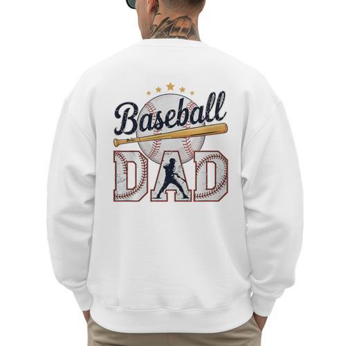 Baseball Dad Player Cool Retro Sports Fan Father's Day Premium Tri-Blend Men's Sweatshirt Back Print - Sportilla