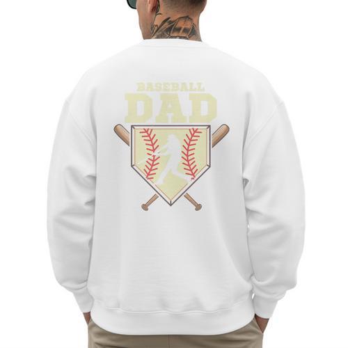 Baseball Dad Sport Fan Father Premium Men's Sweatshirt Back Print - Sportilla