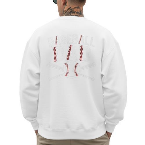 Baseball Dad Tees For Men Boys Kid Happy Fathers Day Premium Men's Sweatshirt Back Print - Sportilla