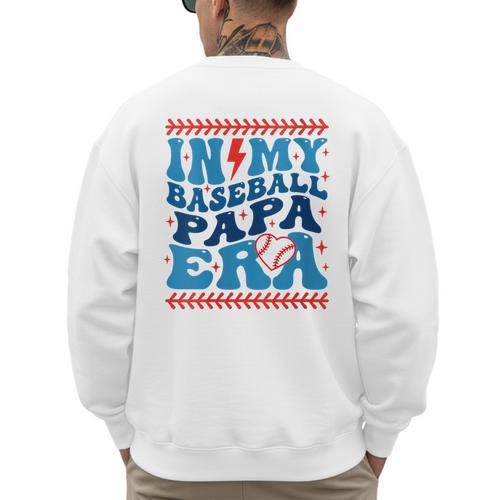 In My Baseball Papa Era Groovy Baseball Dad Family Matching Men's Sweatshirt Back Print - Sportilla