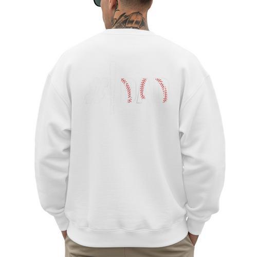 Baseball Player Dad Father's Day Number One Baseball Dad Raglan Baseball Tee Men's Sweatshirt Back Print - Sportilla