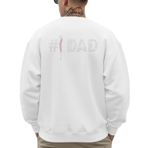 Baseball Player Number One Baseball Dad Father's Day Premium Men's Sweatshirt Back Print - Sportilla